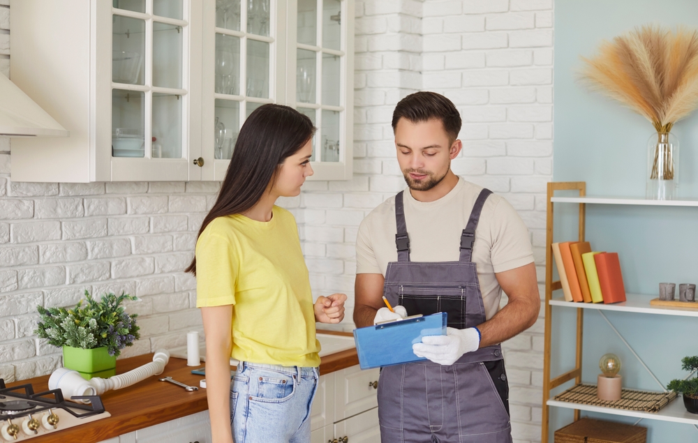 plumber explaining to customer